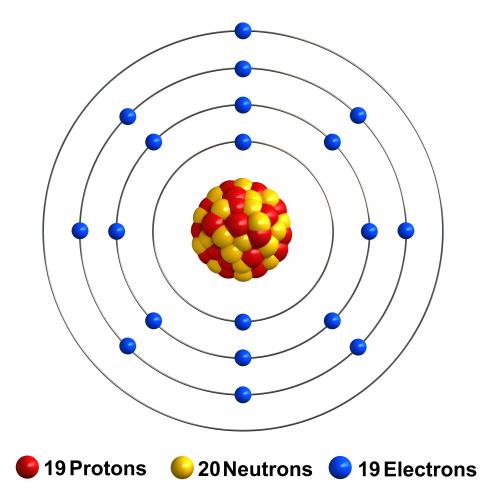 The structure of a potassium atom